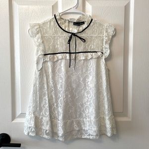 Alison Andrews lace mock neck top